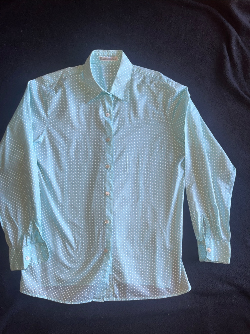 Foxcroft Sky Blue Polka Dot Button-Down Shirt
